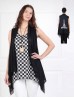 Patterned Printed Fashion Tops W/ Coconut Buttons, Cardigan and Gemstone Necklace Set (CL1142+CL1678+M035)